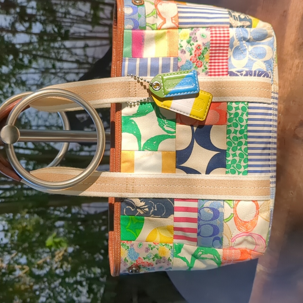 COACH 2006 Signature Picnic Patch Tote 💙🌸 PERFECT VINTAGE POP! - Picture 4 of 14